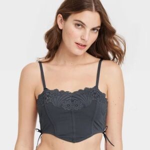 Colsie Charcoal Lace Detail Bralette